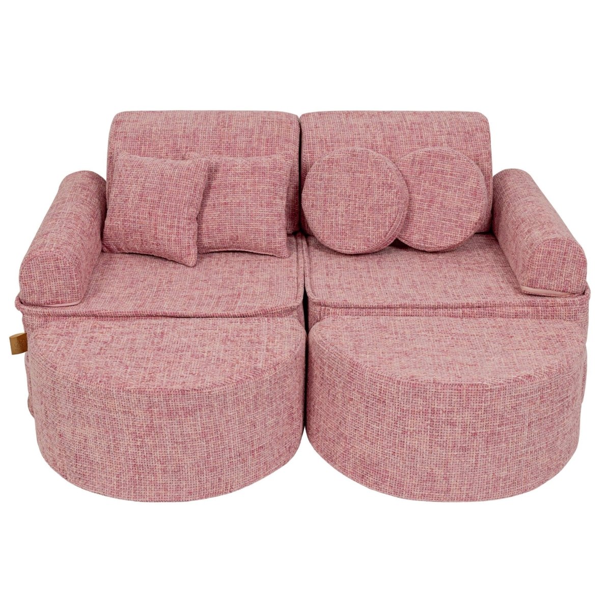 Modular Kids Play Sofa, Medium Plus with Extra Cushions - Tangle Fabric, 120 x 60 cm (Bubblegum Pink) - Tiny Tugz™