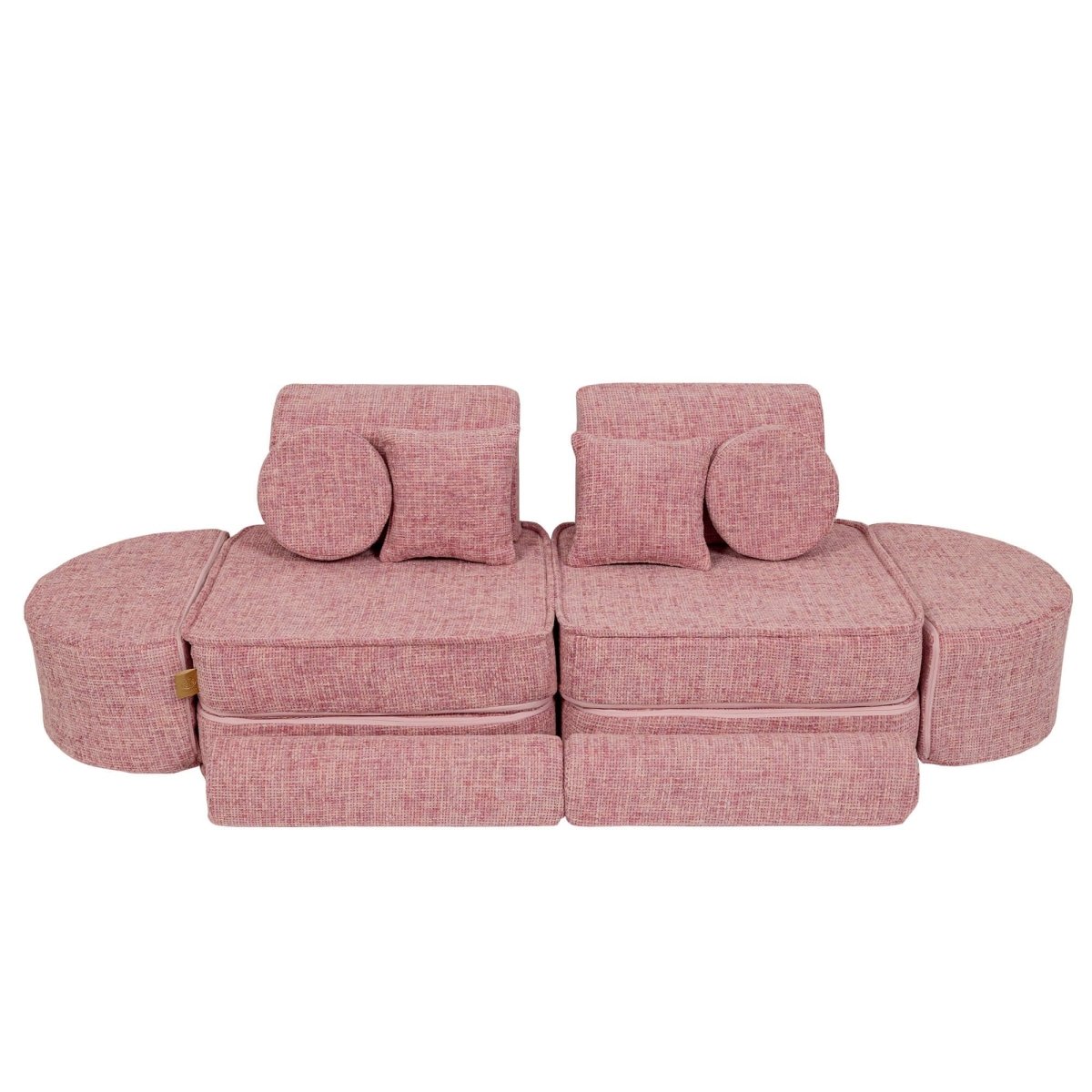 Modular Kids Play Sofa, Medium Plus with Extra Cushions - Tangle Fabric, 120 x 60 cm (Bubblegum Pink) - Tiny Tugz™