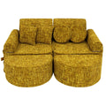 Modular Kids Play Sofa, Medium Plus with Extra Cushions - Tangle Fabric, 120 x 60 cm (Honey Mustard) - Tiny Tugz™