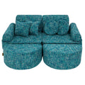 Modular Kids Play Sofa, Medium Plus with Extra Cushions - Tangle Fabric, 120 x 60 cm (Lagoon Blue) - Tiny Tugz™