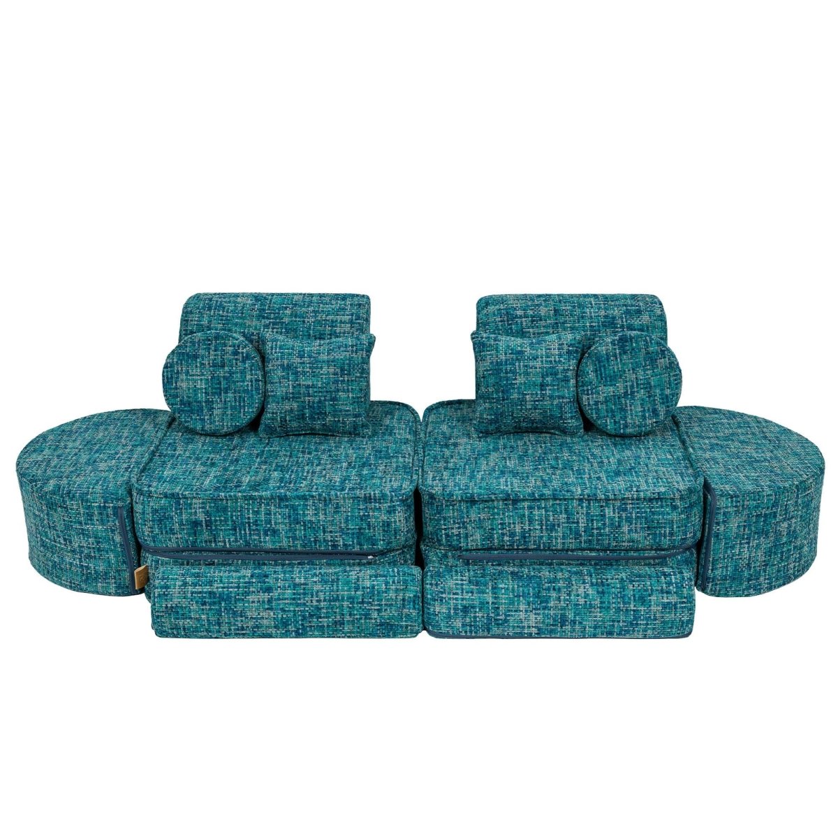 Modular Kids Play Sofa, Medium Plus with Extra Cushions - Tangle Fabric, 120 x 60 cm (Lagoon Blue) - Tiny Tugz™