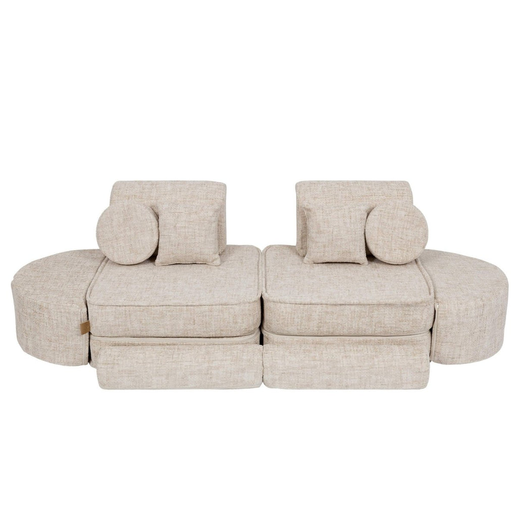 Modular Kids Play Sofa, Medium Plus with Extra Cushions - Tangle Fabric, 120 x 60 cm (Marshmallow Beige) - Tiny Tugz™