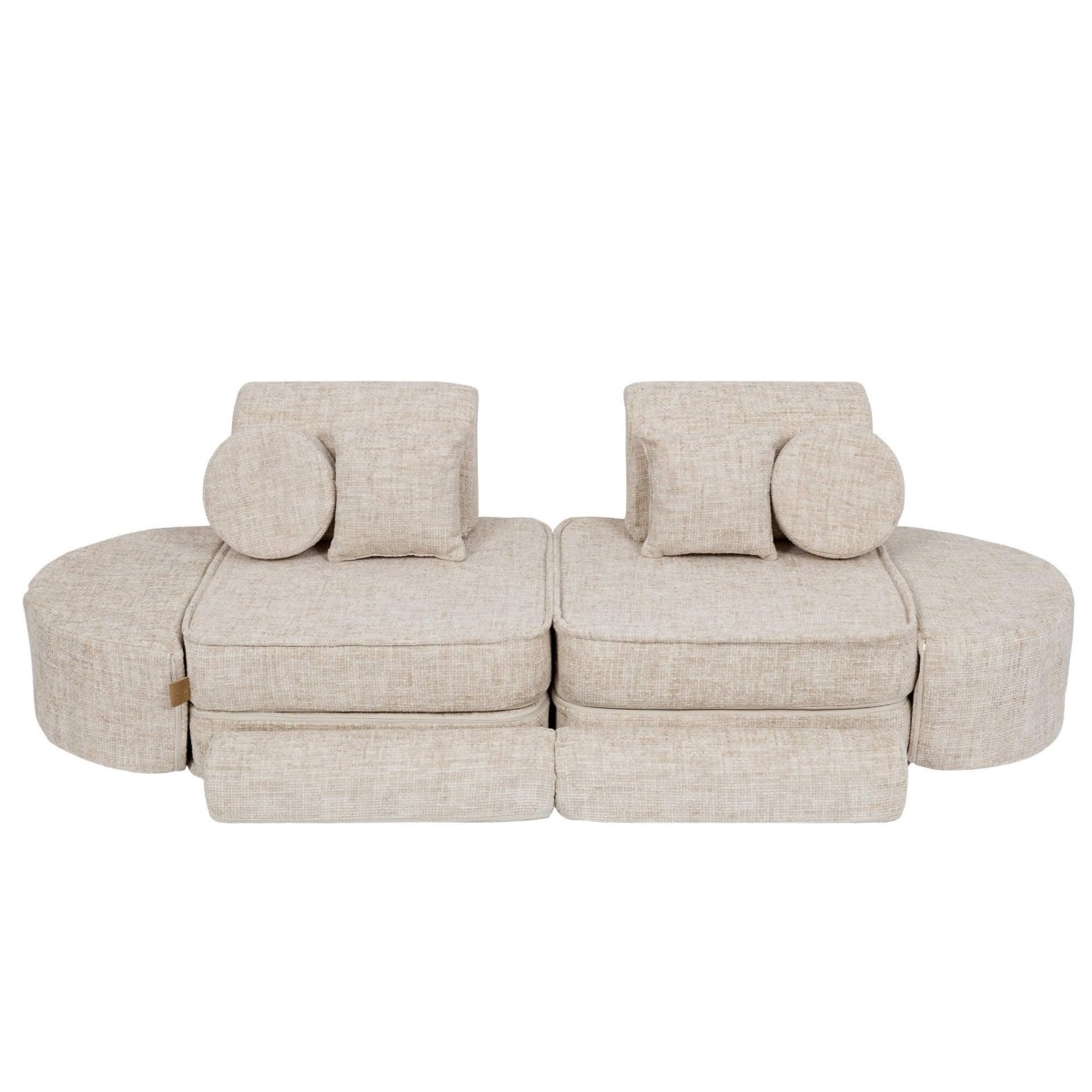Modular Kids Play Sofa, Medium Plus with Extra Cushions - Tangle Fabric, 120 x 60 cm (Marshmallow Beige) - Tiny Tugz™