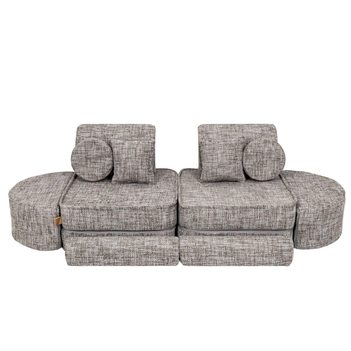 Modular Kids Play Sofa, Medium Plus with Extra Cushions - Tangle Fabric, 120 x 60 cm (Moon Grey) - Tiny Tugz™