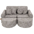 Modular Kids Play Sofa, Medium Plus with Extra Cushions - Tangle Fabric, 120 x 60 cm (Moon Grey) - Tiny Tugz™