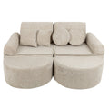 Modular Kids Play Sofa, Medium Plus with Extra Cushions - Velvet Corduroy, 120 x 60 cm (Ecru) - Tiny Tugz™