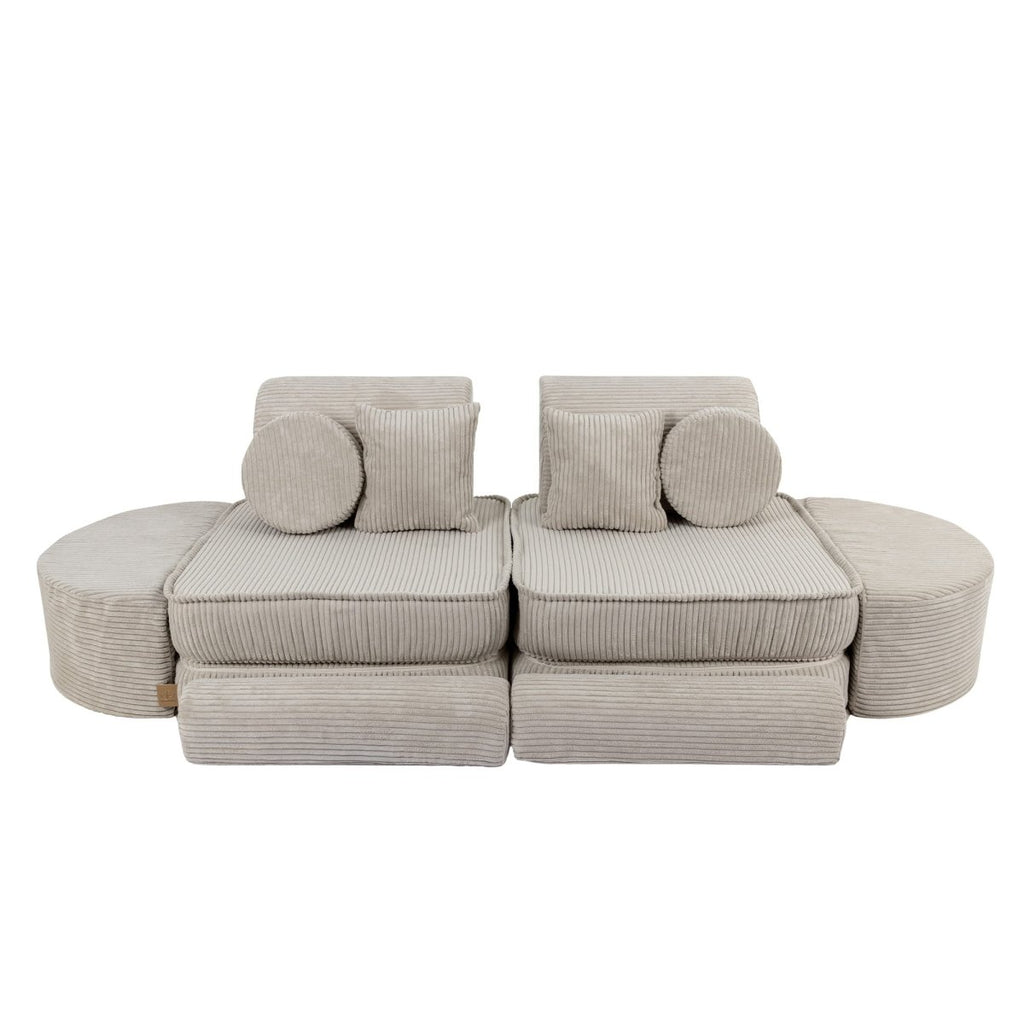 Modular Kids Play Sofa, Medium Plus with Extra Cushions - Velvet Corduroy, 120 x 60 cm (Ecru) - Tiny Tugz™