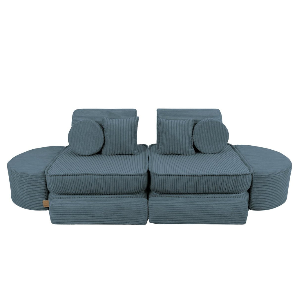 Modular Kids Play Sofa, Medium Plus with Extra Cushions - Velvet Corduroy, 120 x 60 cm (Turquoise) - Tiny Tugz™