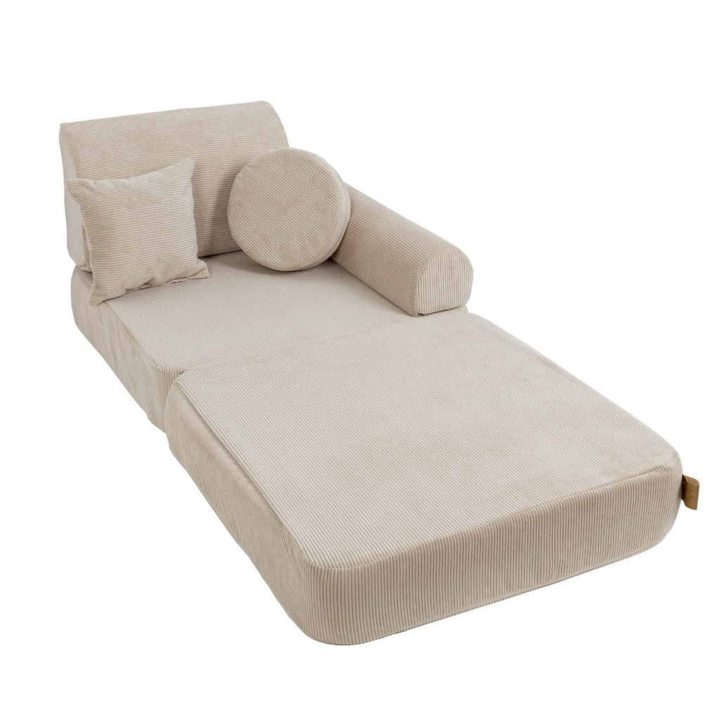 Modular Kids Play Sofa, Medium - Slimcord Corduroy, 120 x 60 cm (Ecru) - Tiny Tugz™