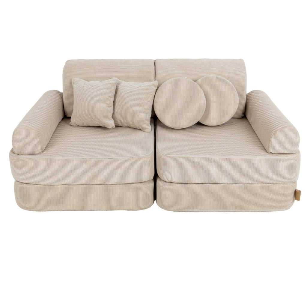 Modular Kids Play Sofa, Medium - Slimcord Corduroy, 120 x 60 cm (Ecru) - Tiny Tugz™