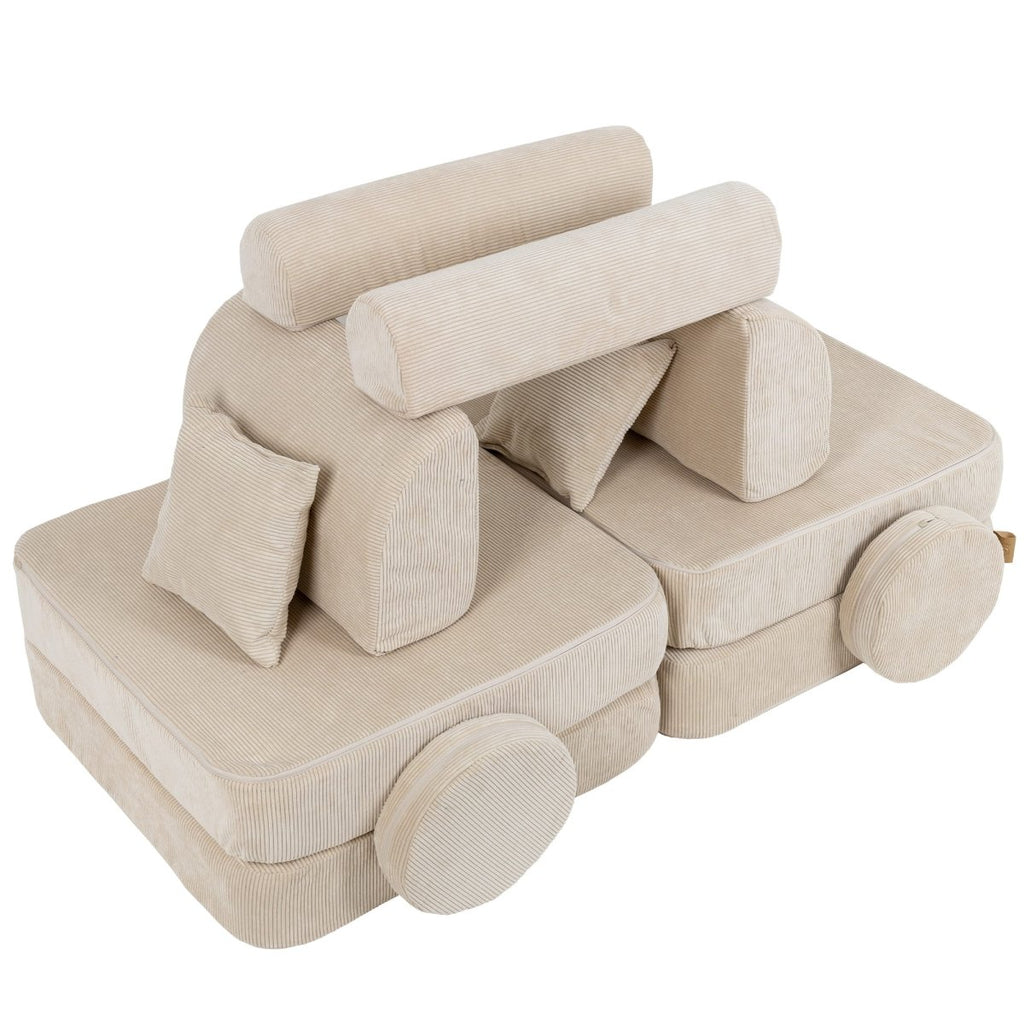 Modular Kids Play Sofa, Medium - Slimcord Corduroy, 120 x 60 cm (Ecru) - Tiny Tugz™