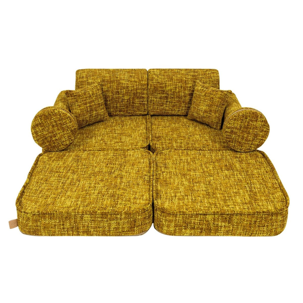 Modular Kids Play Sofa, Medium - Tangle Fabric, 120 x 60 cm (Honey Mustard) - Tiny Tugz™