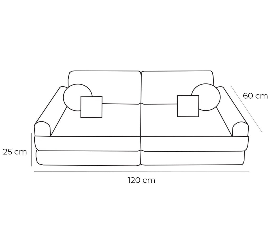 Modular Kids Play Sofa, Medium - Tangle Fabric, 120 x 60 cm (Lagoon Blue) - Tiny Tugz™