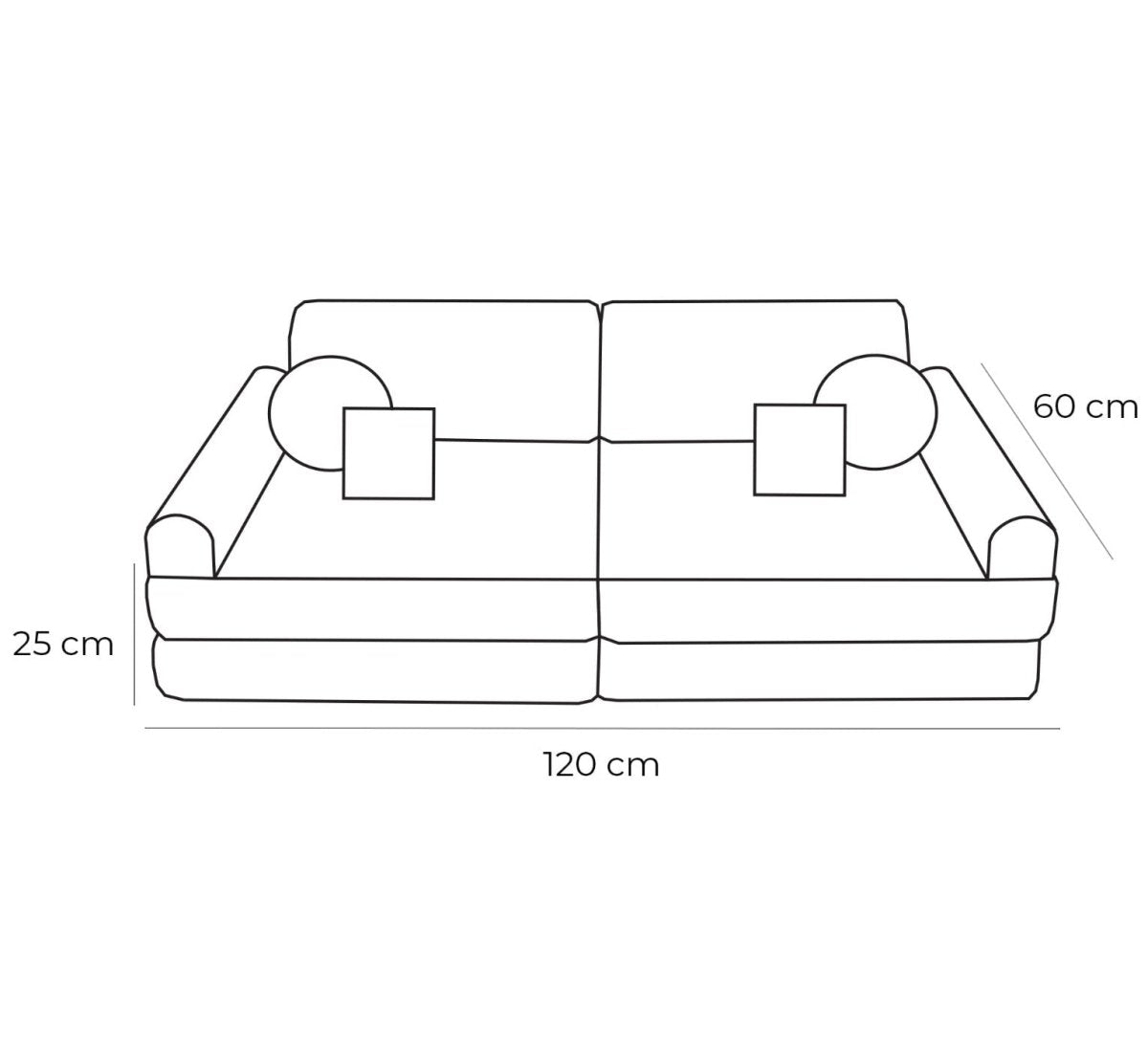 Modular Kids Play Sofa, Medium - Tangle Fabric, 120 x 60 cm (Moon Grey) - Tiny Tugz™