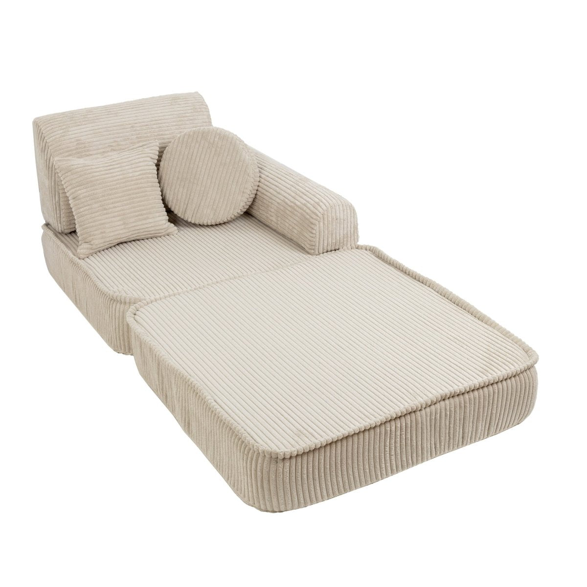 Modular Kids Play Sofa, Medium - Velvet Corduroy, 120 x 60 cm (Ecru) - Tiny Tugz™