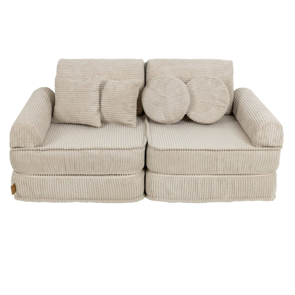 Modular Kids Play Sofa, Medium - Velvet Corduroy, 120 x 60 cm (Ecru) - Tiny Tugz™