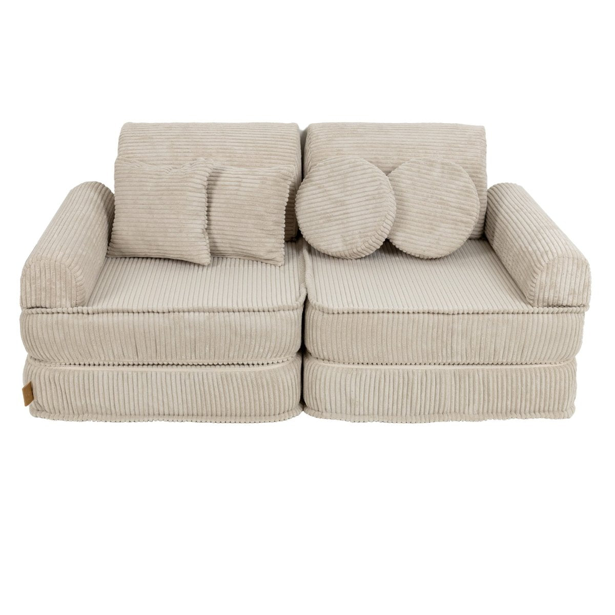Modular Kids Play Sofa, Medium - Velvet Corduroy, 120 x 60 cm (Ecru) - Tiny Tugz™
