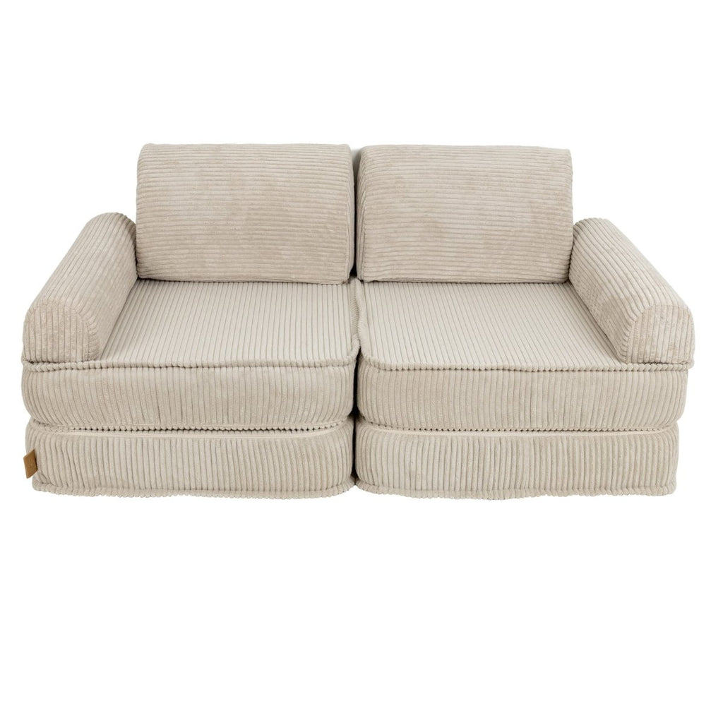 Modular Kids Play Sofa, Medium - Velvet Corduroy, 120 x 60 cm (Ecru) - Tiny Tugz™