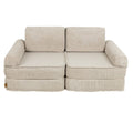 Modular Kids Play Sofa, Medium - Velvet Corduroy, 120 x 60 cm (Ecru) - Tiny Tugz™