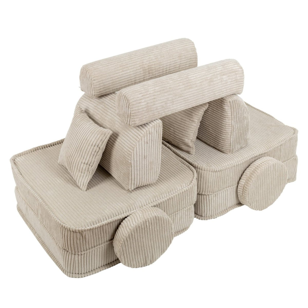Modular Kids Play Sofa, Medium - Velvet Corduroy, 120 x 60 cm (Ecru) - Tiny Tugz™