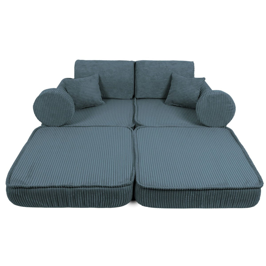Modular Kids Play Sofa, Medium - Velvet Corduroy, 120 x 60 cm (Turquoise) - Tiny Tugz™
