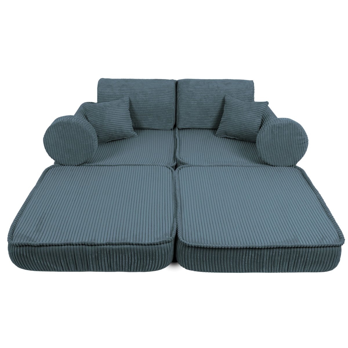 Modular Kids Play Sofa, Medium - Velvet Corduroy, 120 x 60 cm (Turquoise) - Tiny Tugz™