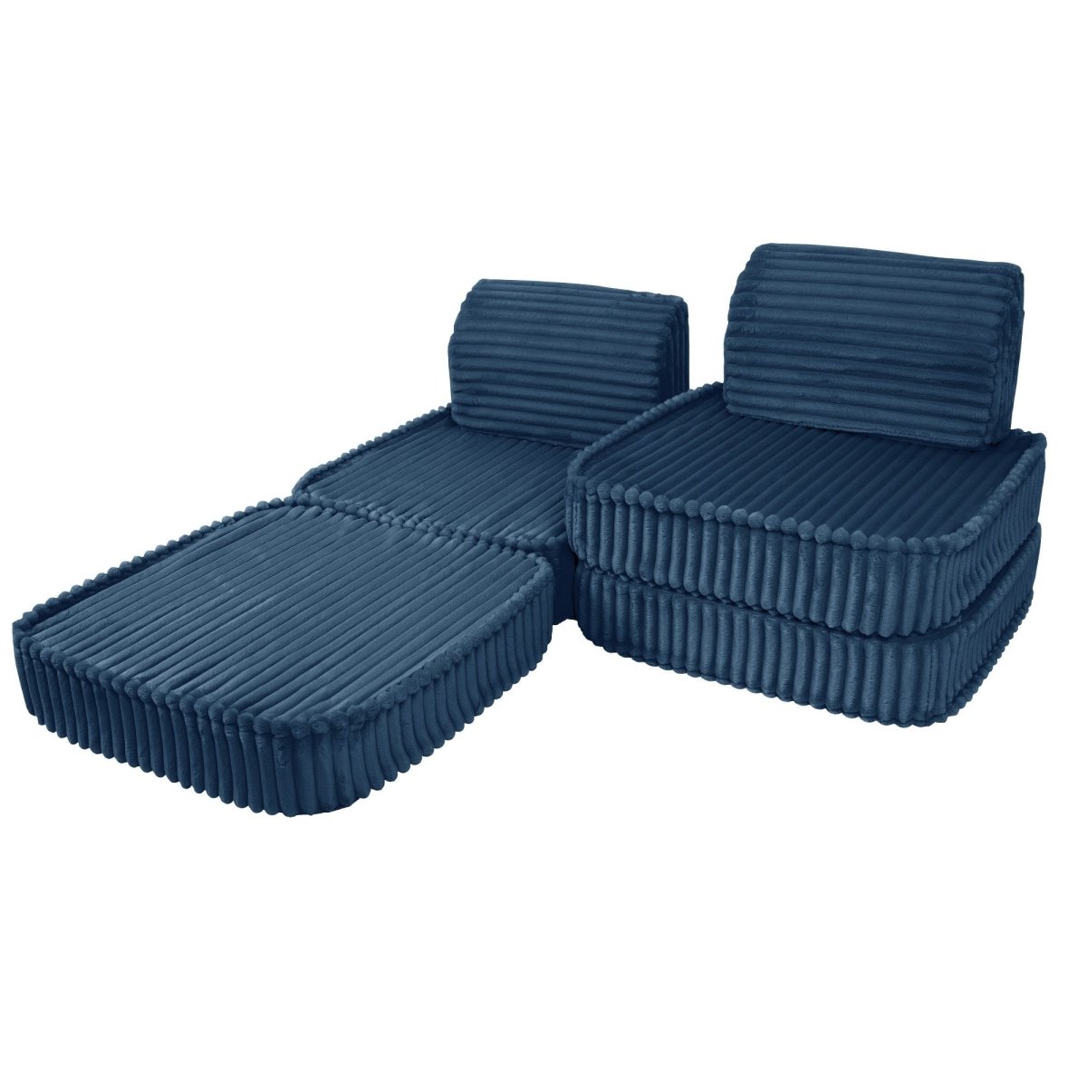 Modular Kids Play Sofa, Small - Churros Corduroy (Blue) - Tiny Tugz™