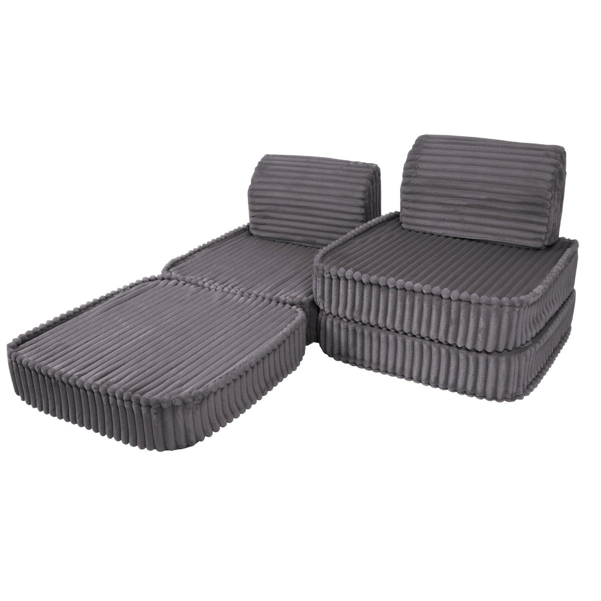 Modular Kids Play Sofa, Small - Churros Corduroy (Jurassic Grey) - Tiny Tugz™