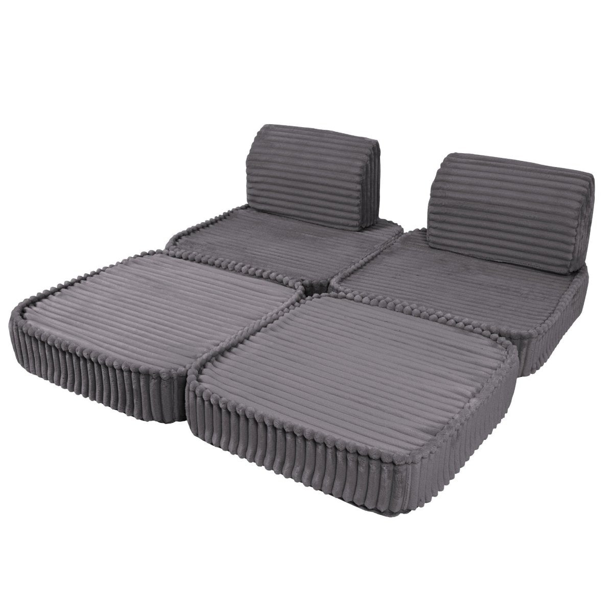 Modular Kids Play Sofa, Small - Churros Corduroy (Jurassic Grey) - Tiny Tugz™