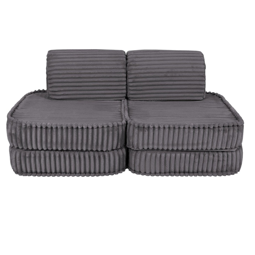 Modular Kids Play Sofa, Small - Churros Corduroy (Jurassic Grey) - Tiny Tugz™