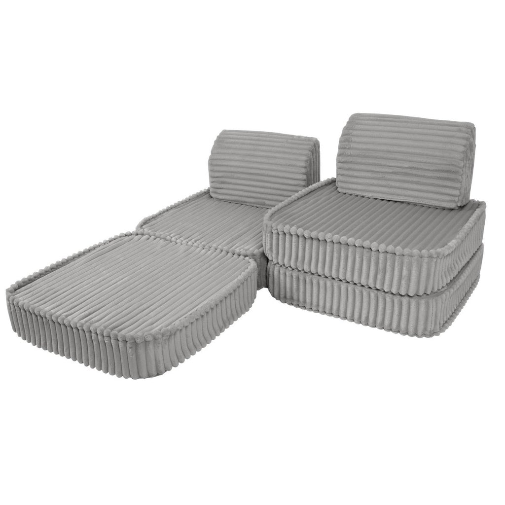 Modular Kids Play Sofa, Small - Churros Corduroy (Moon Grey) - Tiny Tugz™