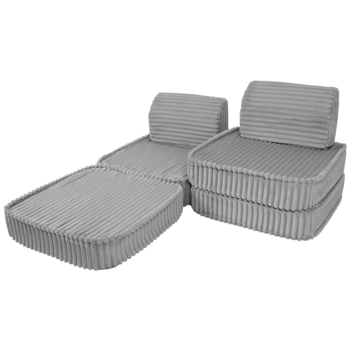 Modular Kids Play Sofa, Small - Churros Corduroy (Moon Grey) - Tiny Tugz™