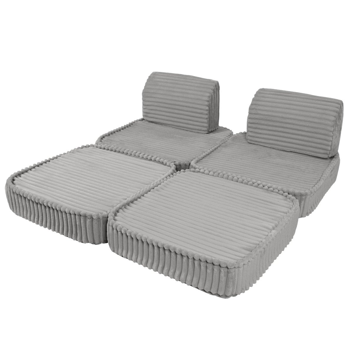 Modular Kids Play Sofa, Small - Churros Corduroy (Moon Grey) - Tiny Tugz™