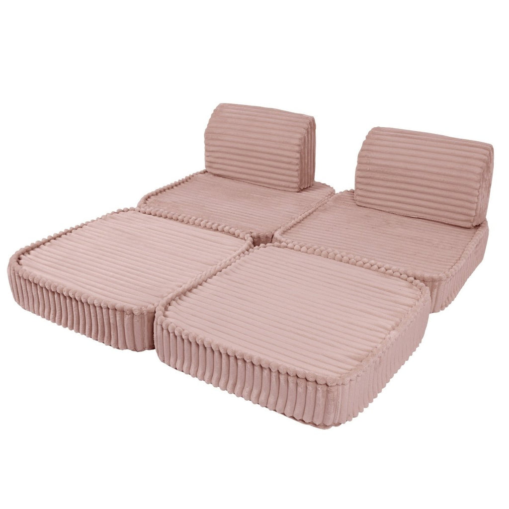 Modular Kids Play Sofa, Small - Churros Corduroy (Pink) - Tiny Tugz™