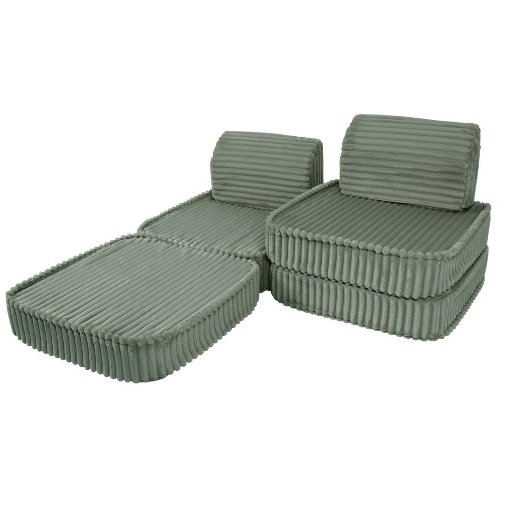 Modular Kids Play Sofa, Small - Churros Corduroy (Sage Green) - Tiny Tugz™