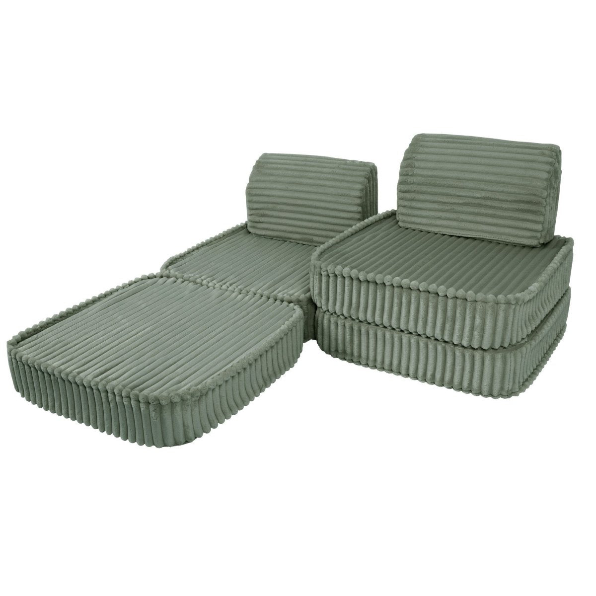 Modular Kids Play Sofa, Small - Churros Corduroy (Sage Green) - Tiny Tugz™