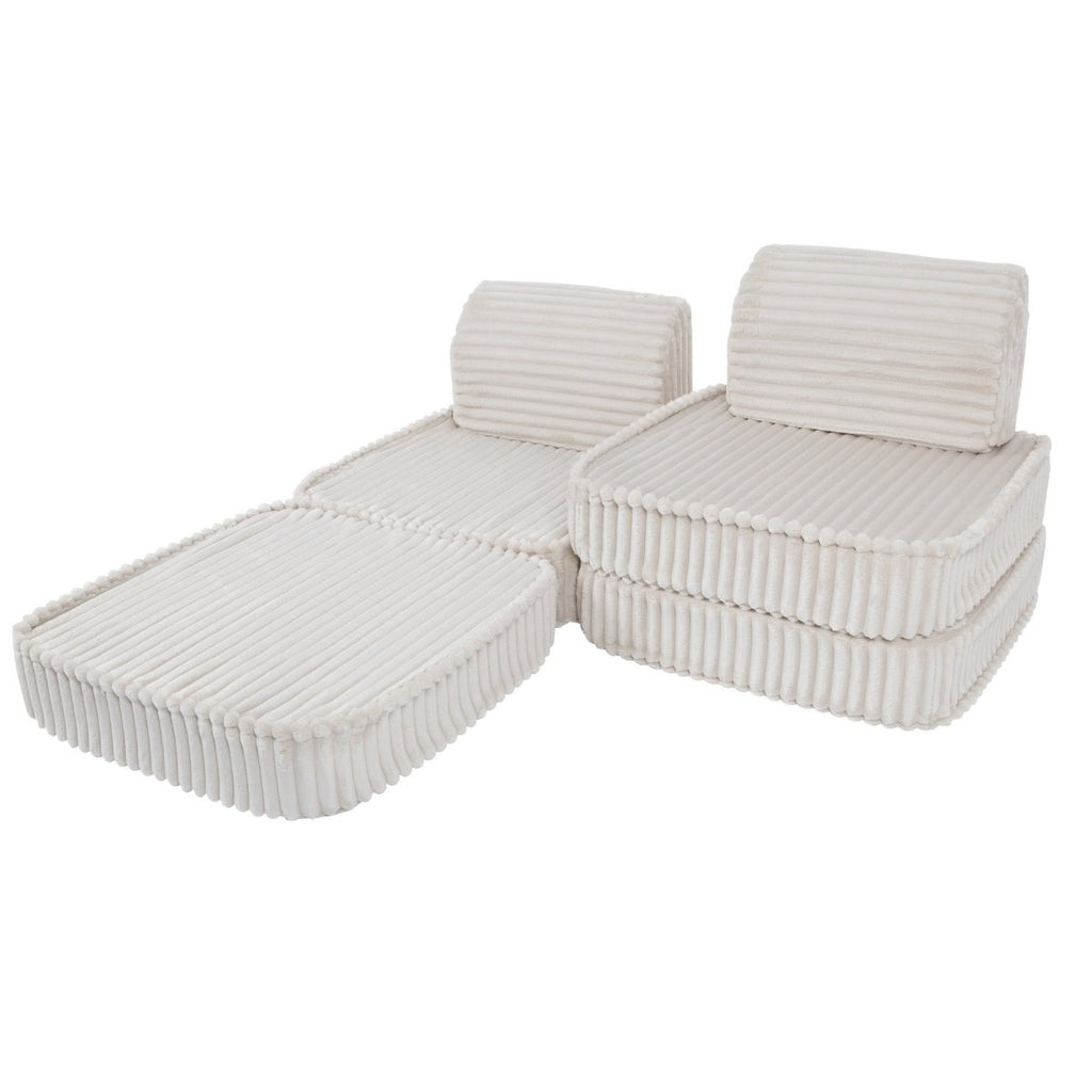 Modular Kids Play Sofa, Small - Churros Corduroy (White) - Tiny Tugz™