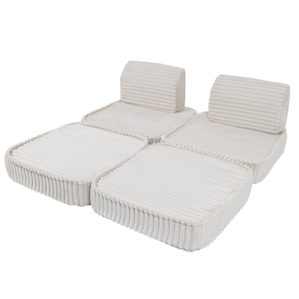 Modular Kids Play Sofa, Small - Churros Corduroy (White) - Tiny Tugz™