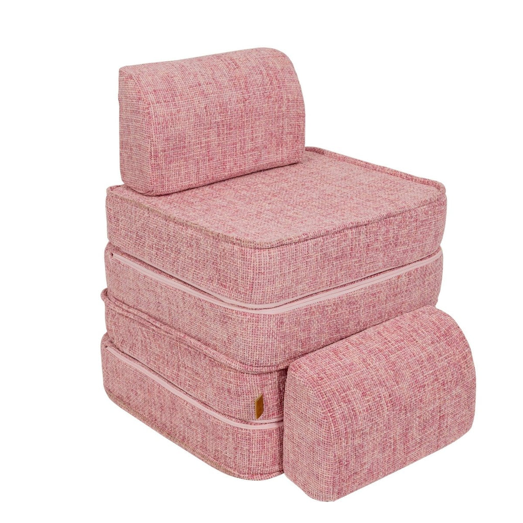 Modular Kids Play Sofa, Small - Tangle Fabric (Bubblegum Pink) - Tiny Tugz™