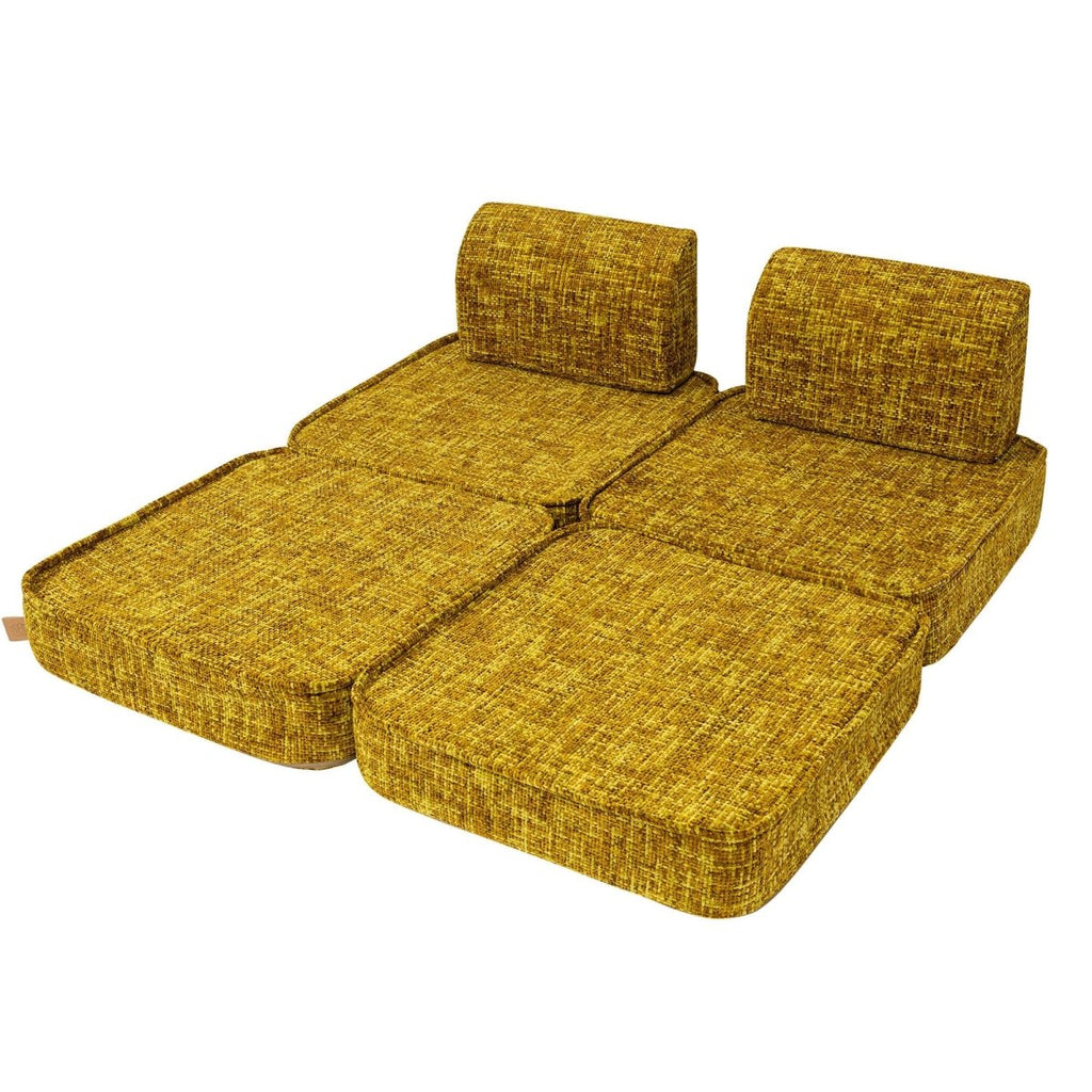 Modular Kids Play Sofa, Small - Tangle Fabric (Honey Mustard) - Tiny Tugz™