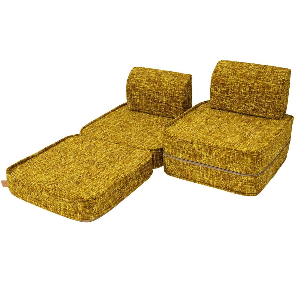 Modular Kids Play Sofa, Small - Tangle Fabric (Honey Mustard) - Tiny Tugz™