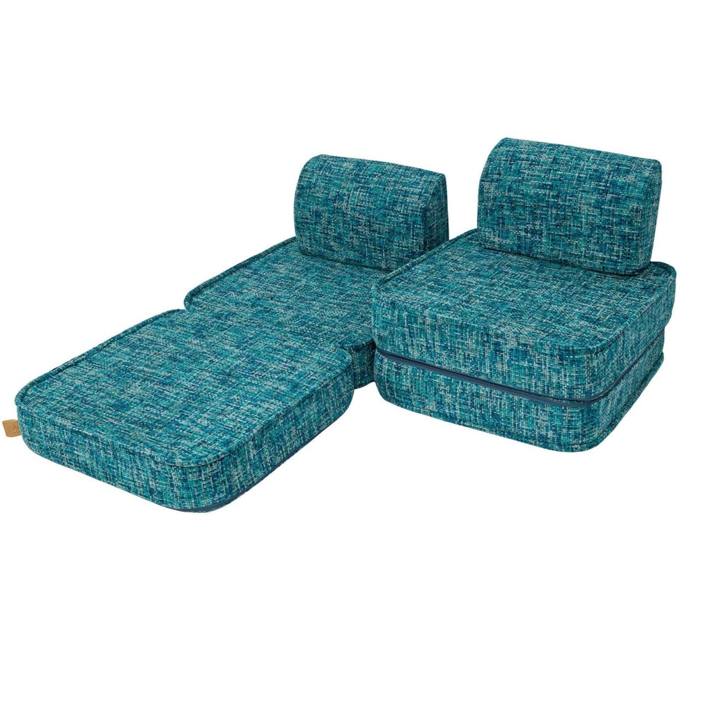 Modular Kids Play Sofa, Small - Tangle Fabric (Lagoon Blue) - Tiny Tugz™
