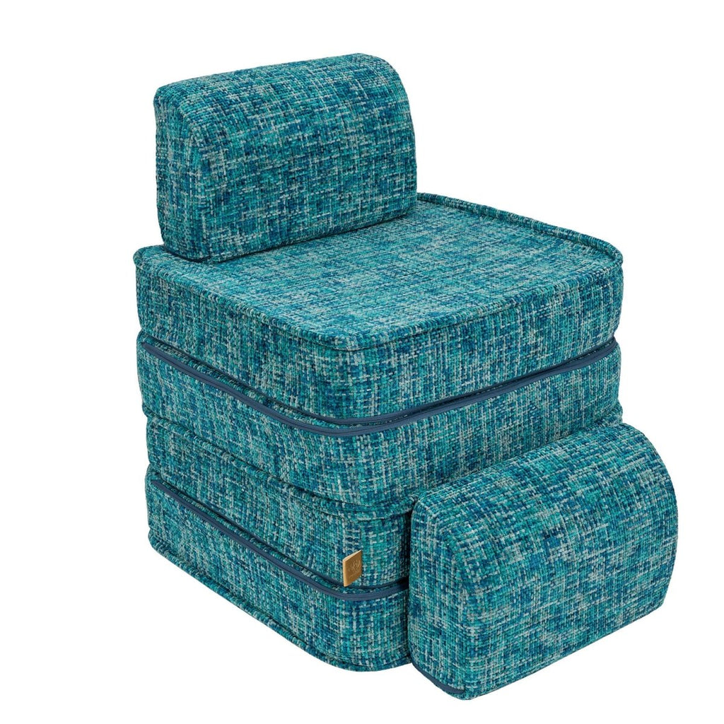 Modular Kids Play Sofa, Small - Tangle Fabric (Lagoon Blue) - Tiny Tugz™