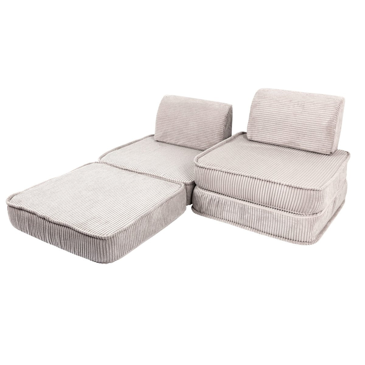 Modular Kids Play Sofa, Small - Velvet Corduroy (Ecru) - Tiny Tugz™