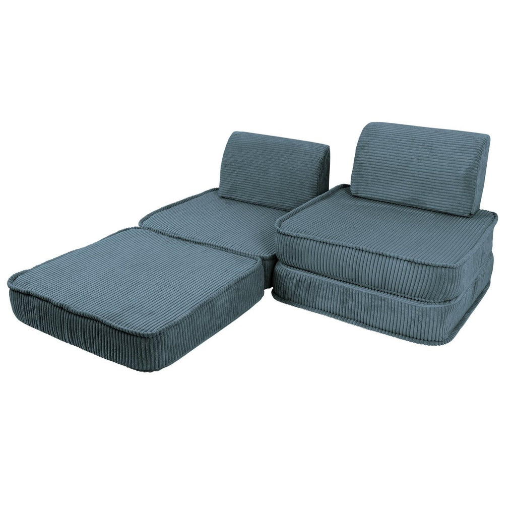 Modular Kids Play Sofa, Small - Velvet Corduroy (Turquoise) - Tiny Tugz™
