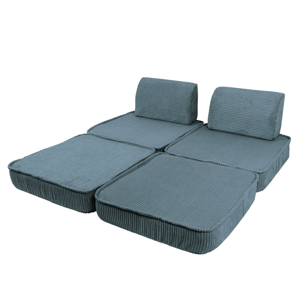 Modular Kids Play Sofa, Small - Velvet Corduroy (Turquoise) - Tiny Tugz™