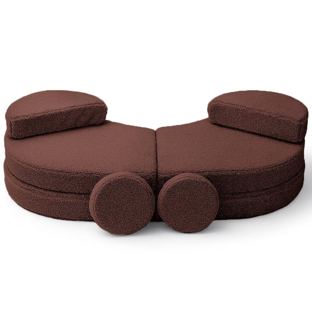 Modular Kids Sofa Coccolo, 6 Pieces - Bearly Fabric, 160 x 80 cm (Brown) - Tiny Tugz™