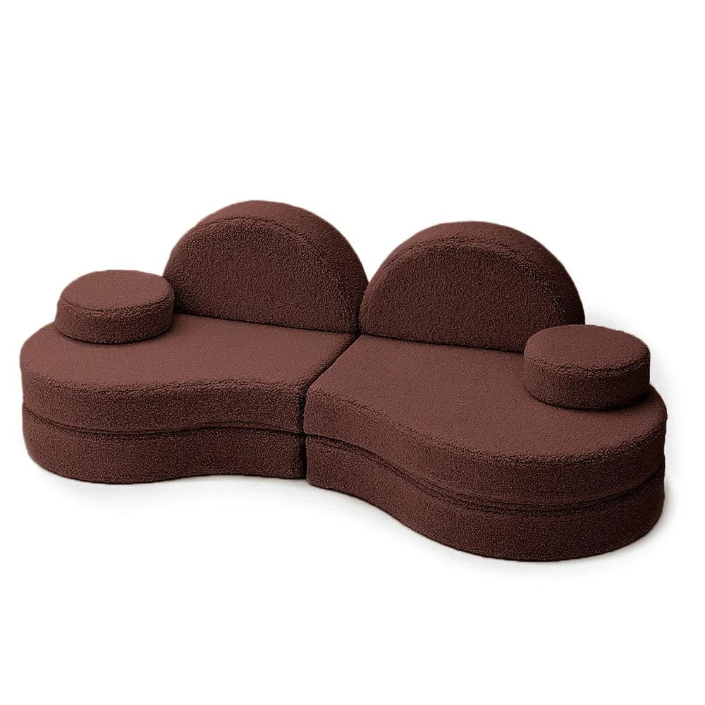 Modular Kids Sofa Coccolo, 6 Pieces - Bearly Fabric, 160 x 80 cm (Brown) - Tiny Tugz™