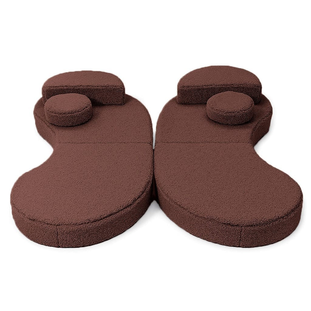 Modular Kids Sofa Coccolo, 6 Pieces - Bearly Fabric, 160 x 80 cm (Brown) - Tiny Tugz™