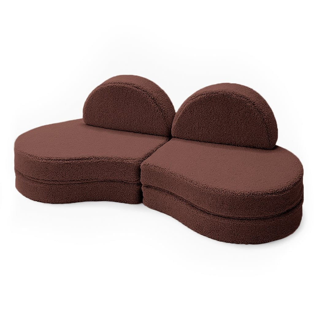 Modular Kids Sofa Coccolo, 6 Pieces - Bearly Fabric, 160 x 80 cm (Brown) - Tiny Tugz™